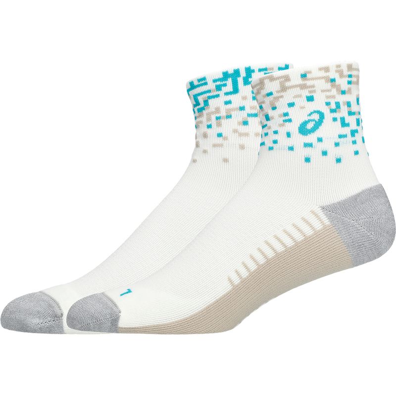 Medias ASICS Performance Run Sock Quarter Cream/Energy Aqua/ Simply Taupe Unisex - 1