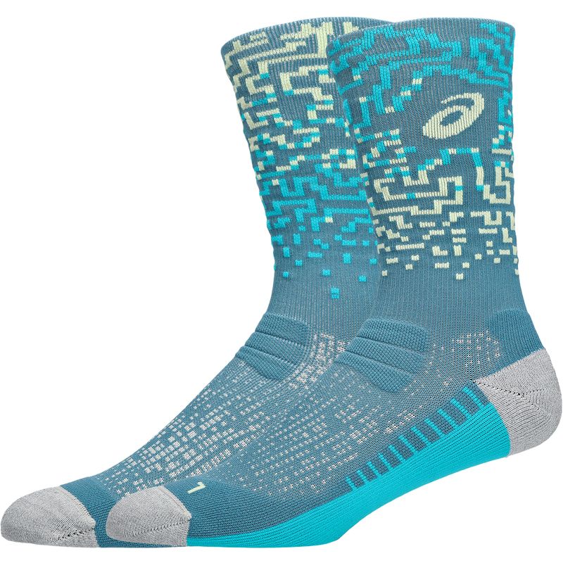 Medias ASICS Performance Run Sock Crew Foggy Teal/Energy Aqua Unisex - 1