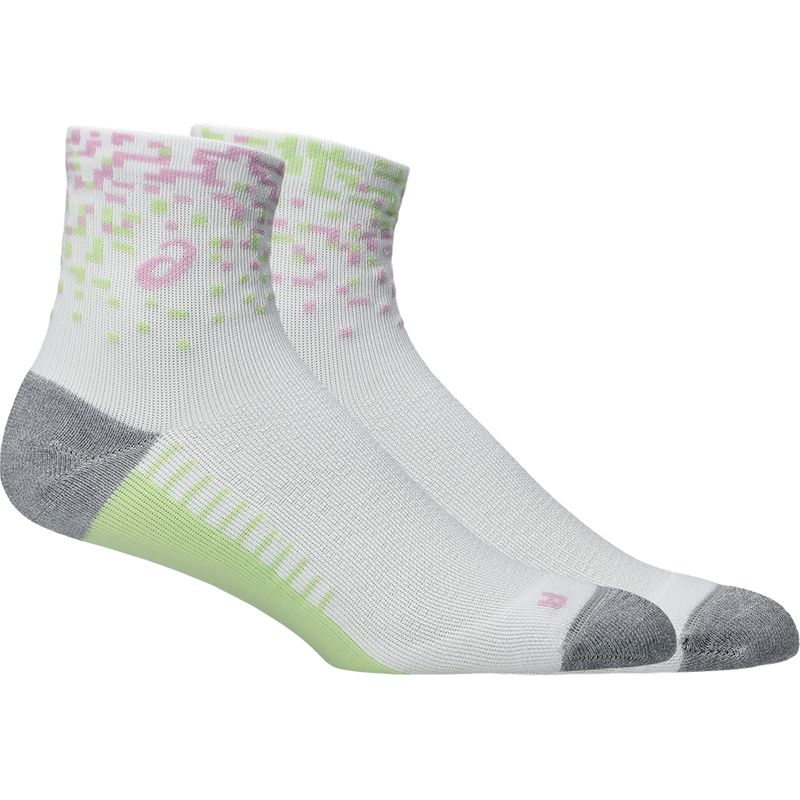 Medias ASICS Performance Run Sock Quarter White/Hazy Lilac/Glow Green Unisex - 0