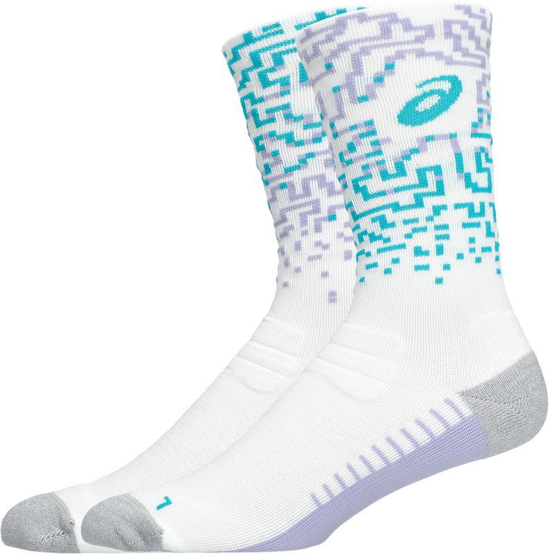 Medias ASICS Performance Run Sock Crew White/Energy Aqua/Fresh Air Unisex - 1