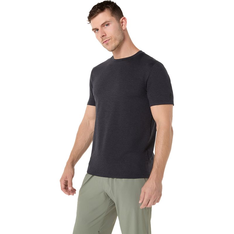 Polo ASICS Refined Texture Short Sleeve Top Performance Black Heather Hombre - 2