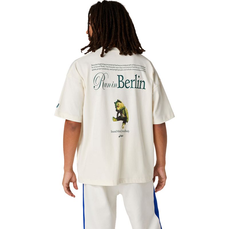 Polo ASICS Heritage Heavy Cotton Run City Tee Cream/Berlin Unisex - 1